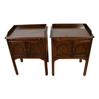 1950s Vintage Solid Walnut Pair of Nightstands / Bed Side Tables For Sale