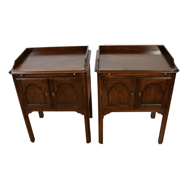 1950s Vintage Solid Walnut Pair of Nightstands / Bed Side Tables For Sale