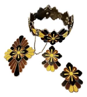 1950s Margot De Taxco Enamel Jewelry Set