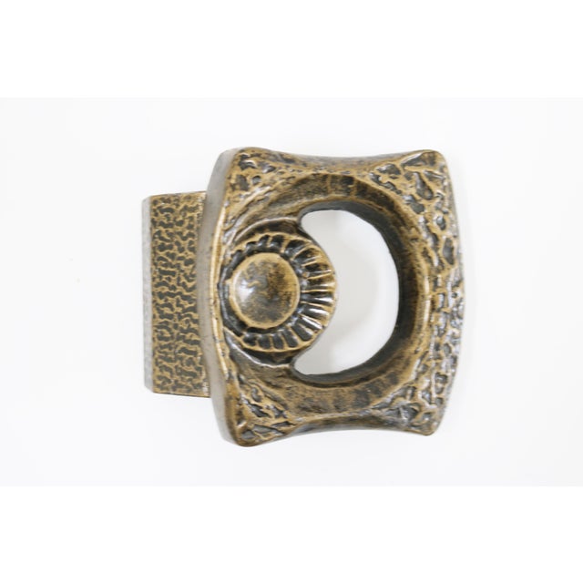 Brutalist front door handle Bronze-colored cast aluminum New and unused Old stock No pre-drilled holes are present on the...