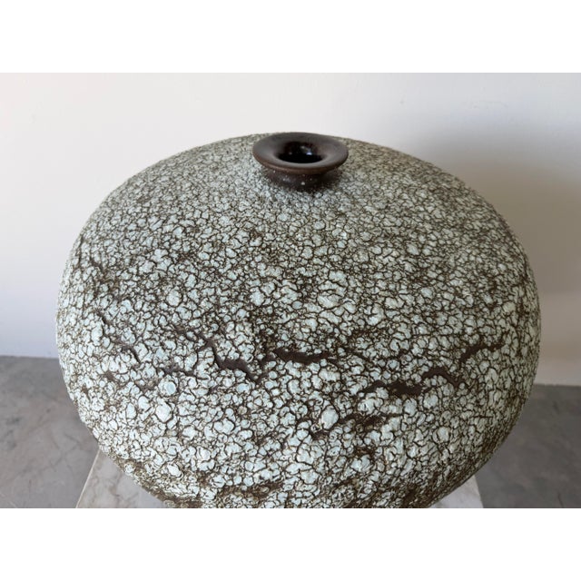 Mid-Century Modern Large Vintage Textured Glazed Studio Pottery Bud Vase For Sale - Image 3 of 12