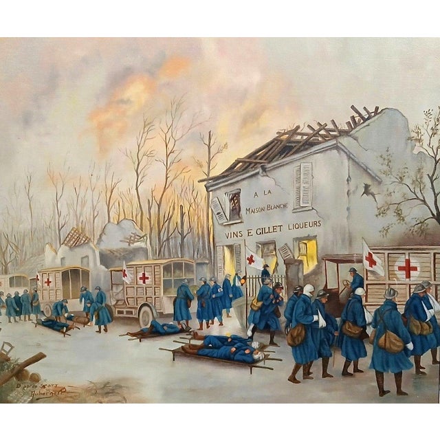 After Georges Bertin Scott, The Automobile During the War, 1890s, Oil on Canvas For Sale - Image 7 of 9