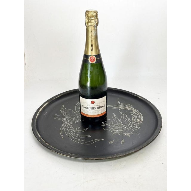 Black Painted Metal Tray, France, 1960 For Sale - Image 4 of 11