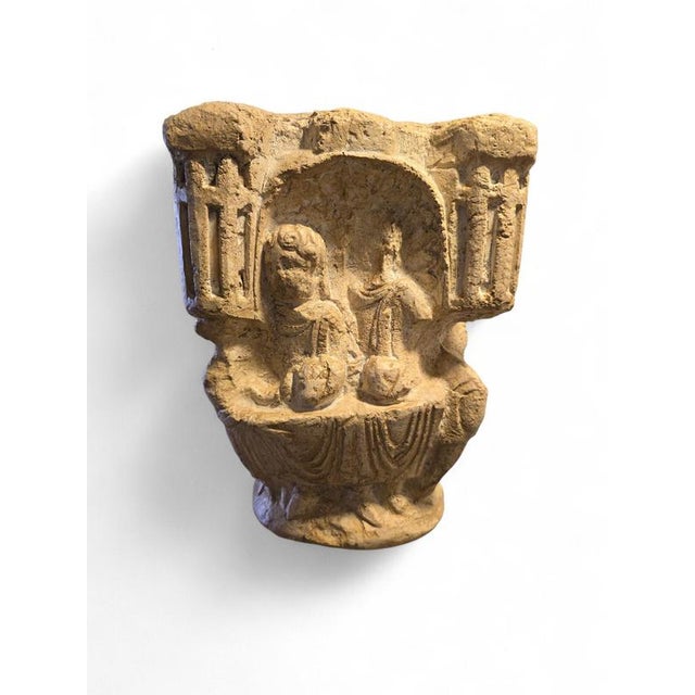 Stone Romanesque Style Carved Stone Capital on Pedestal, 1950 For Sale - Image 7 of 10