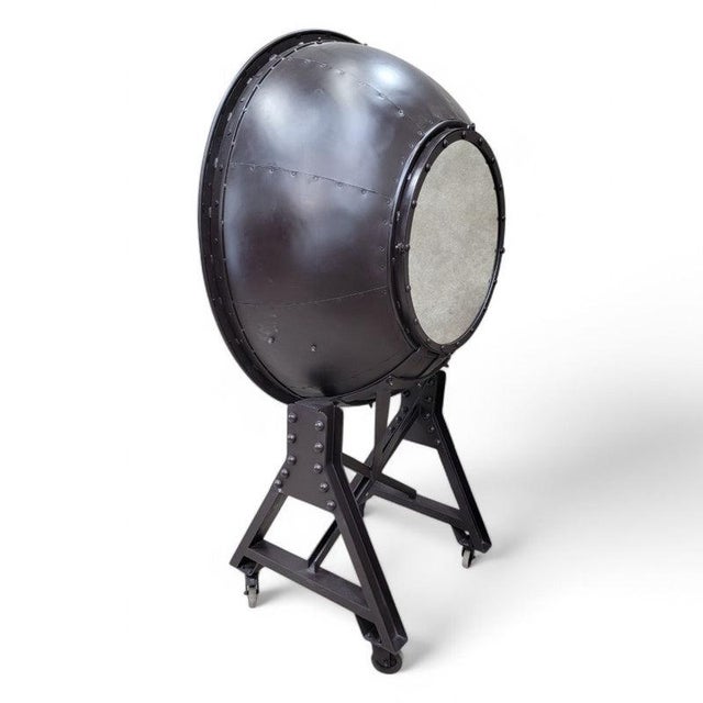 Mid-Century Modern Industrial Modern Cannonball Bar Cabinet For Sale - Image 3 of 8