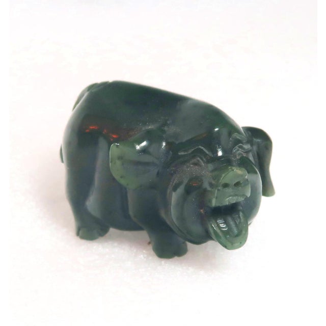 Late 20th Century Miniature Hand-Carved Piglet of Nephrite Jade For Sale - Image 12 of 18