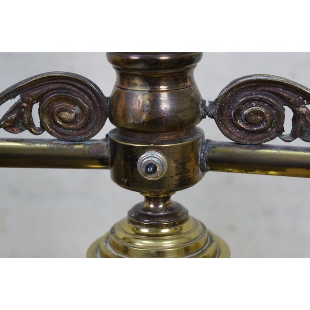 Antique Regency Brass Double Argand Hurricane Lamp Candlestick Candelabra Light For Sale - Image 9 of 18