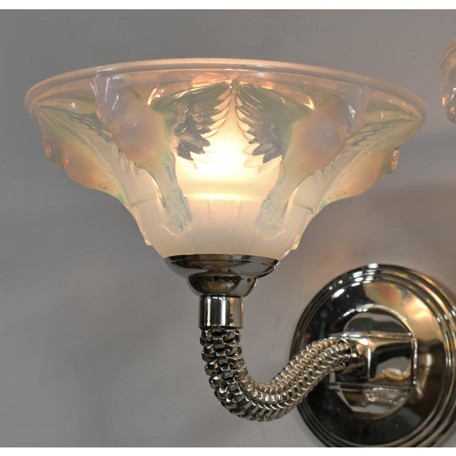 Pair of French Opalescent Art Deco Wall Sconces by Boris Lacroix 1930s France - 2 Pairs Available For Sale - Image 9 of 16