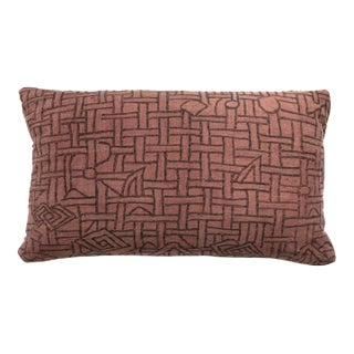 Faded Plum-Color Embroidered Lumbar Cushion For Sale