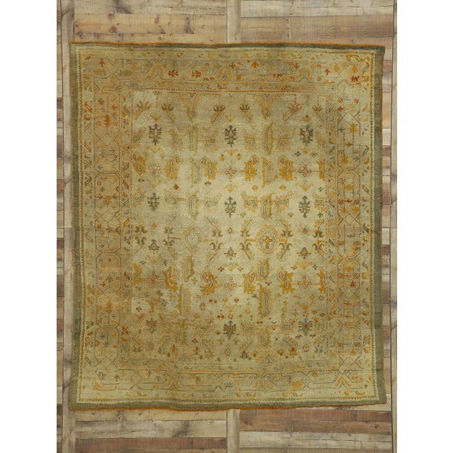Saffron Antique Turkish Oushak Rug - 07'04 X 09'00 For Sale - Image 8 of 9