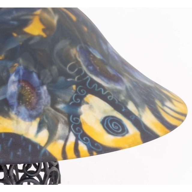 American Ulla Darni Reverse Painted Glass Table Lamp For Sale - Image 3 of 13