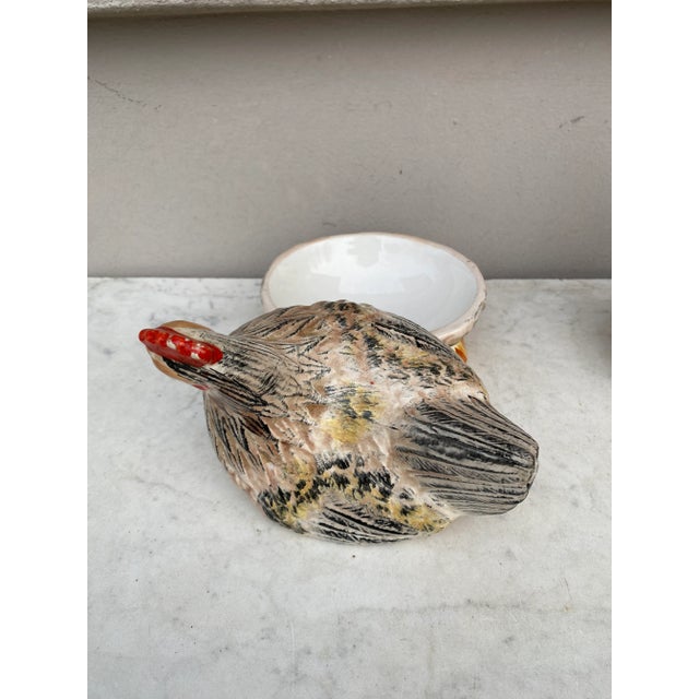 French Country French Majolica Brown Hen Tureen Caugant For Sale - Image 3 of 5