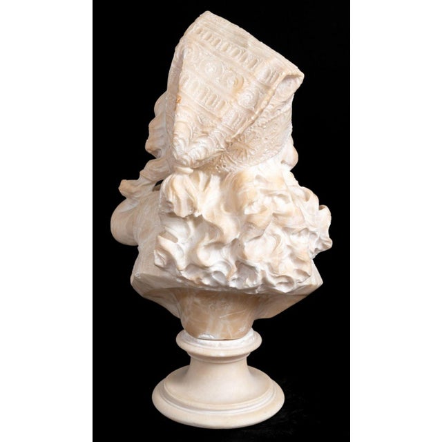 Emilio Fiaschi Neapolitan Girl Alabaster Bust For Sale - Image 4 of 5