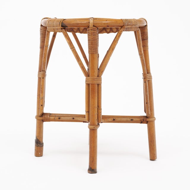 Vintage Bamboo Stool by Bonaudi Vallauris For Sale In Austin - Image 6 of 9
