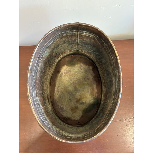 Vintage Brass Oval Jardiniere Planter Cachepot With Rope Detail For Sale - Image 11 of 15