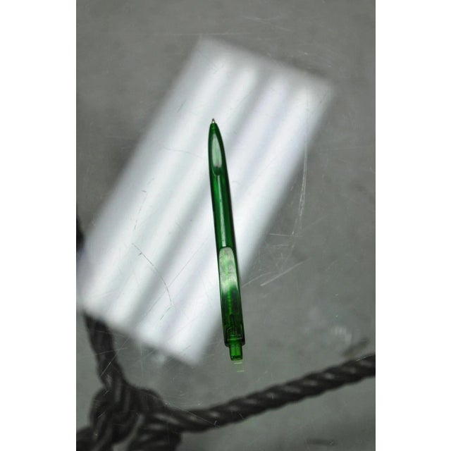 Gray Mid 20th Century Italian Hollywood Regency Steel Knotted Rope and Tassel Round Glass Coffee Table For Sale - Image 8 of 11