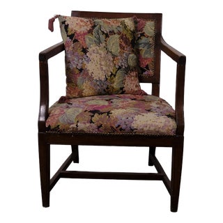 Late 19th Century Wooden and Fabric Armchair with Cushion For Sale