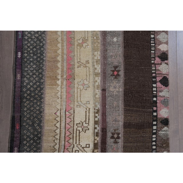 Textile Vintage Patchwork Kilim Runner, Handwoven Anatolian Wool Rug, Muted Earth Tone Hallway Runner, Rustic Boho Entryway Rug For Sale - Image 7 of 11