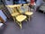 20th century painted yellow fan back Windsor chairs, set of four.