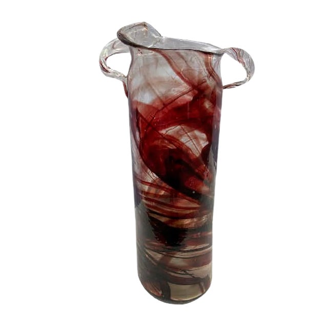 Red Roller Vase by Serge Mansau for Murano, 1992 For Sale