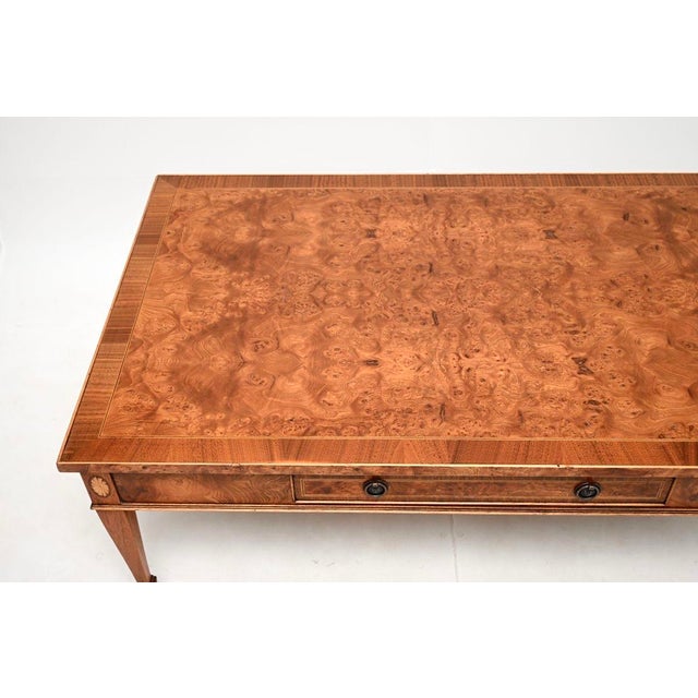 Wood Large Antique Burr Walnut Coffee Table, 1930s For Sale - Image 7 of 13