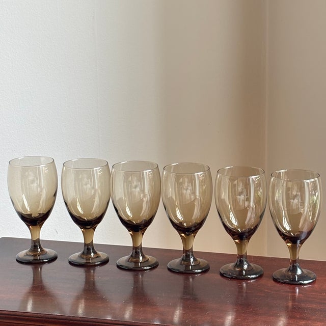Mid-20th Century Libbey Mocha Glass Goblets — Set of 6 For Sale - Image 10 of 10