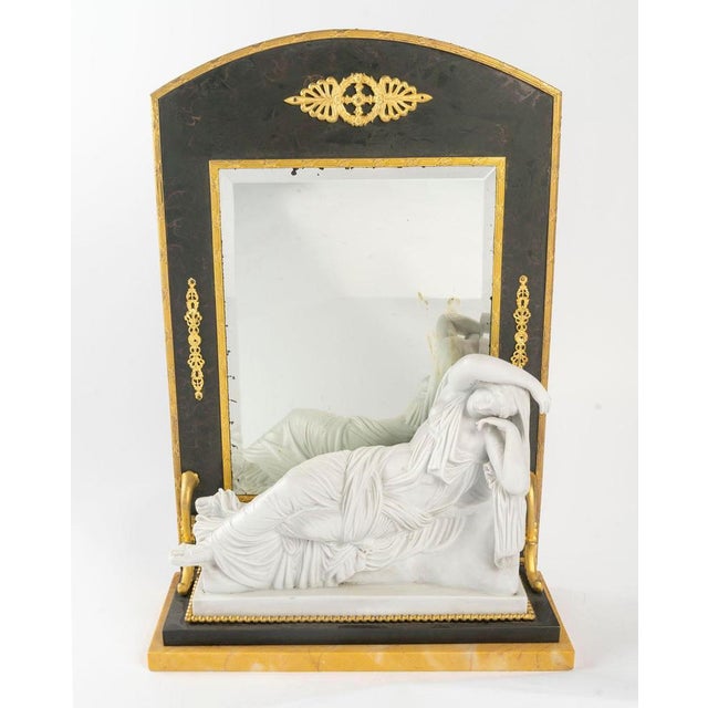 Empire Style Toilet Mirror in Cookie, Marble and Gilt Brass, 19th Century For Sale - Image 4 of 6