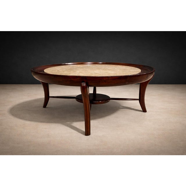 Mid-Century Modern Maracanã Coffee Table in Rosewood & Travertine, Giuseppe Scapinelli, 1950s For Sale - Image 3 of 13