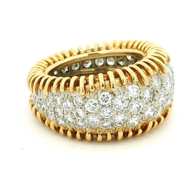 Modern Vintage 18k Gold Diamond Bombe Band Ring, Circa 1980s, Size 5.75 For Sale - Image 3 of 9