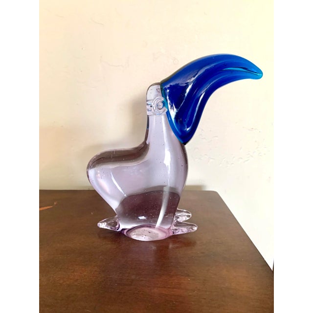 Purple and Cobalt Blue Mouth Blown Art Glass Pelican Figurine For Sale In San Diego - Image 6 of 6