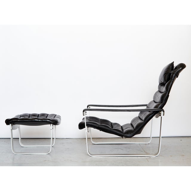 Asko Set of Mid-Century Pulkka Lounge Chair and Ottoman by Ilmari Lappalainen for Asko, 1968 For Sale - Image 4 of 18