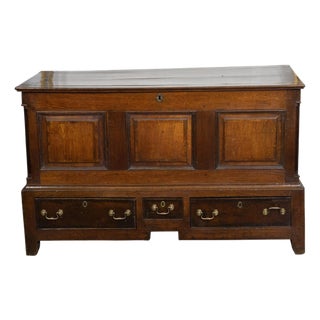 English Georgian Period 1800s Oak Mule Chest with Lift Top and Three Drawers For Sale