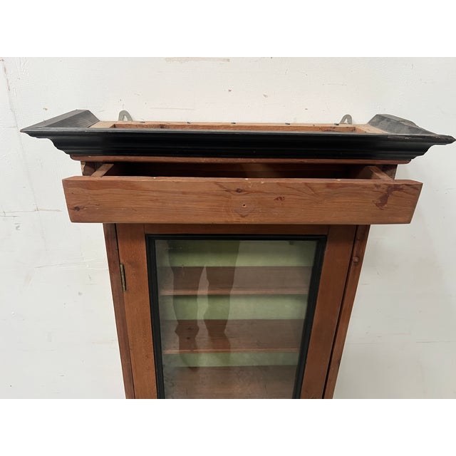 Brown Louis Philippe Style Wall Display Case in Natural Wood, 1800s For Sale - Image 8 of 11