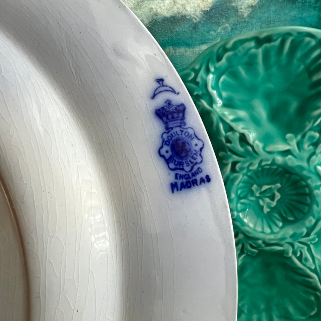 Antique Flow Blue Doulton Burslem 10 1/2 Plate "Madras" Pattern For Sale - Image 9 of 9