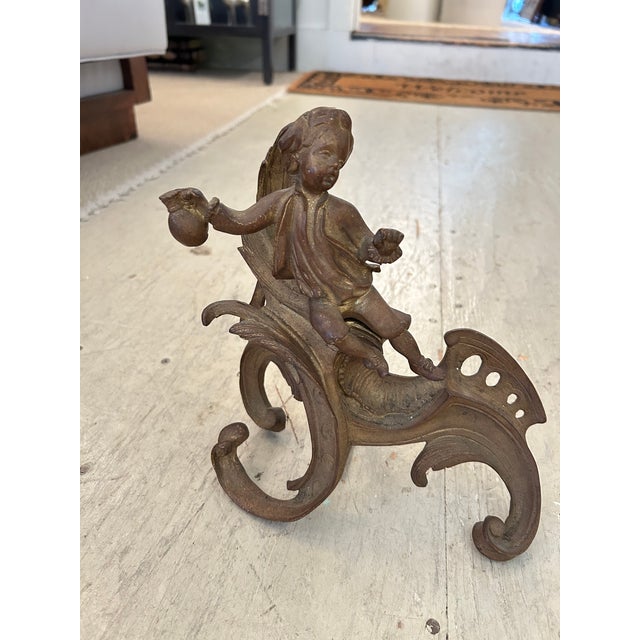Small Antique Figural Fireplace Andirons- A Pair For Sale In Philadelphia - Image 6 of 10