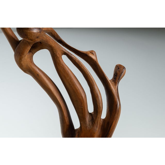 Handmade Mid-Century Floor Sculpture in Burl Wood, 1970s For Sale - Image 9 of 13