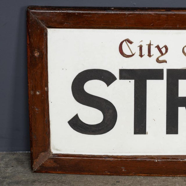 1910s Framed Enamelled Metal London Street Sign for WC2 Strand, 1917 For Sale - Image 5 of 8