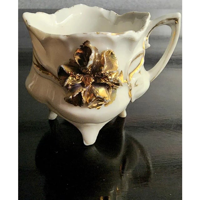 Antique Hand-Painted Gold Gilt Small Handled Creamer For Sale - Image 10 of 10