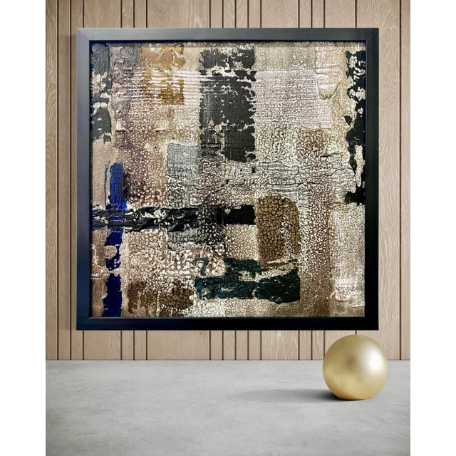 This original mixed-media abstract painting by J. Kent Martin is inspired by aerial views of farmland and the ordered...