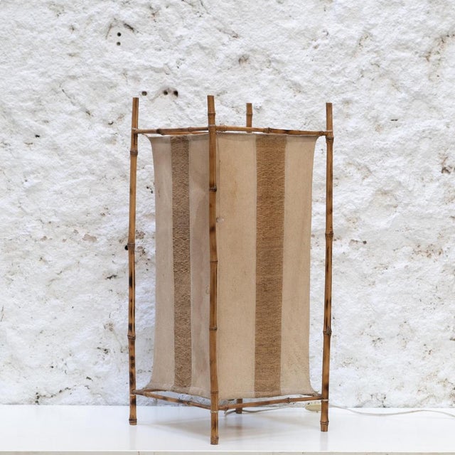 Bamboo and Fabric Lamp in the style of Louis Sognot, 1960s For Sale - Image 4 of 12