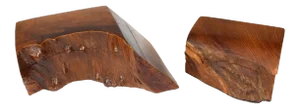 Mid Century Hand Carved Live Edge Redwood Ring Jewelry Box - 2 Pieces