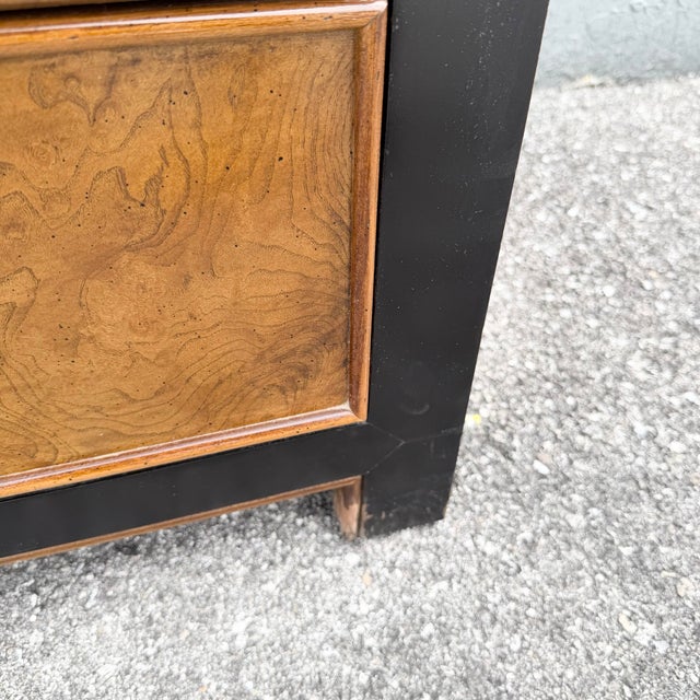 Black Vintage Chinoiserie Burlwood and Black Dresser by Centruy For Sale - Image 8 of 12