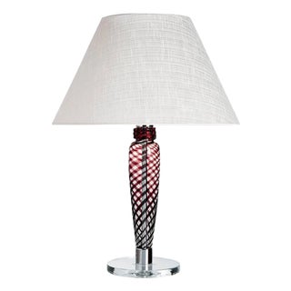 Bricola Carlo Moretti Contemporary Black/Red/Clear Murano Glass Table Lamp For Sale