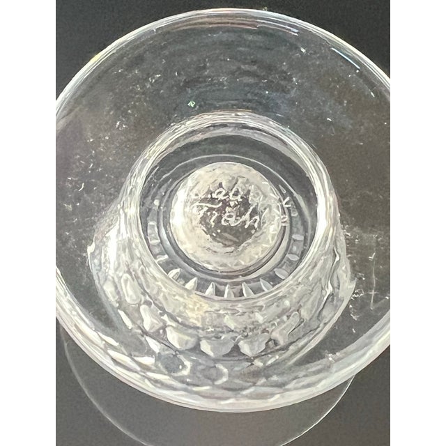 Glass 1980s Lalique France Crystal Bourgeil Art Deco Aperitif Glass & Butter Pat For Sale - Image 7 of 7