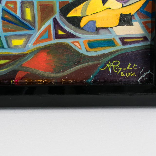 Modern Colorist Still Life Post-Cubist Oil Painting by A. Rigollot, 1961 For Sale - Image 3 of 18