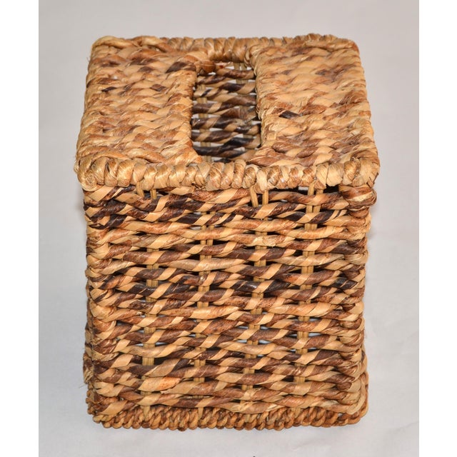 Bloomingdale's Vintage Natural Fiber Handwoven Seagrass Tissue Box Cover Bohemian For Sale - Image 4 of 13