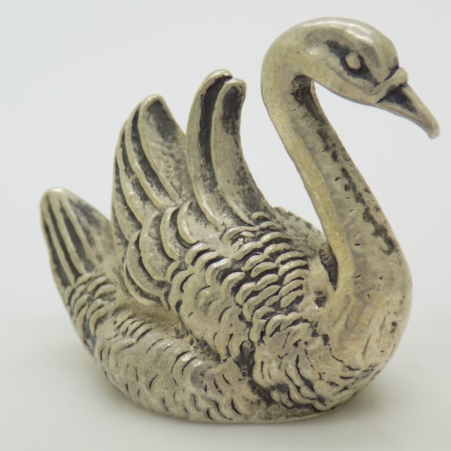 Vintage Italian Silver 800 Swan Miniature Figurine, 1960s For Sale - Image 4 of 12