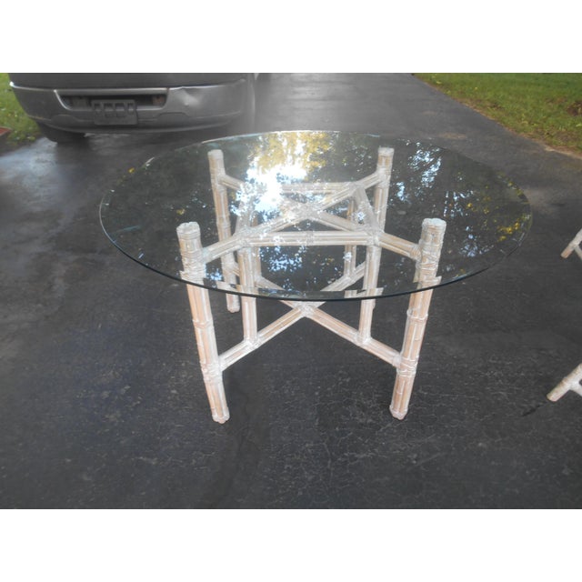 Brown Vintage McGuire Bamboo 5 Piece Cracked Ice Dining Set For Sale - Image 8 of 13