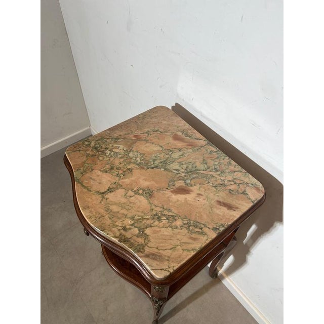 French Louis XV Style Side Table with Marble Top For Sale - Image 5 of 6