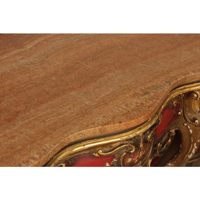 Italian Rococo Style Long Marble Top Console Table For Sale - Image 4 of 18